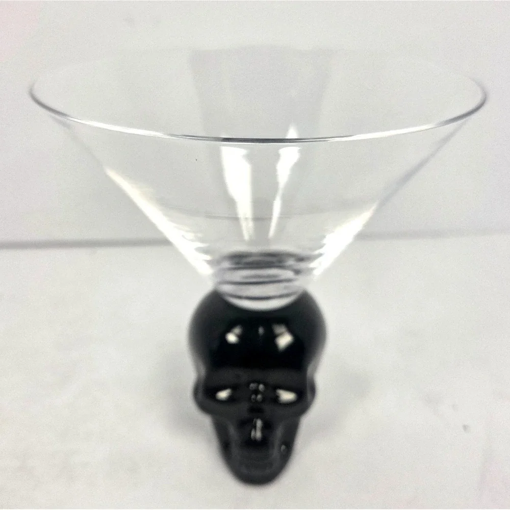 Skull Stem Martini Glass Black Skull Goblet Halloween Cocktail Glass Gothic Bar